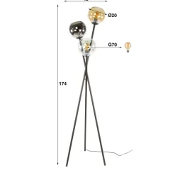 Ciro 3-lichts Vloerlamp Multi kleur