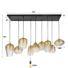 Claude 9-lichts Hanglamp Amberkleurig glas
