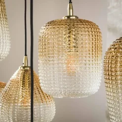 Claude 9-lichts Hanglamp Amberkleurig glas