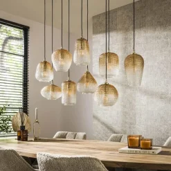 Claude 9-lichts Hanglamp Amberkleurig glas