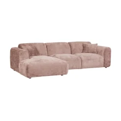 Cloud Chaise longue bank links chenille taupe/roze