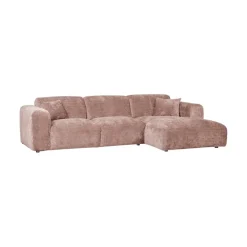 Cloud Chaise longue bank rechts chenille taupe/roze