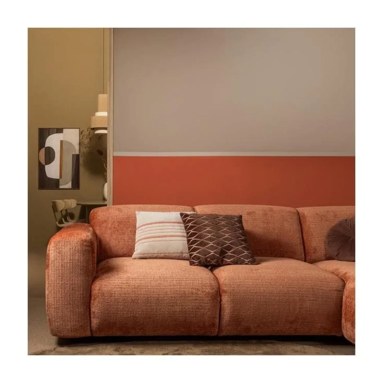 Cloud Chaise longue bank rechts chenille terracotta