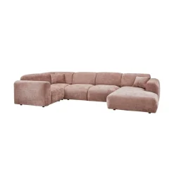 Cloud Hoekbank links geweven chenille taupe/roze