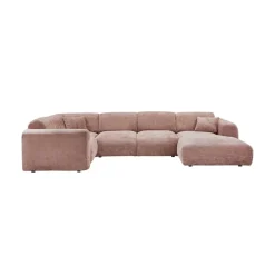 Cloud Hoekbank links geweven chenille taupe/roze