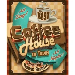 Coffee House - metalen bord