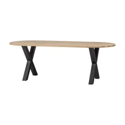 Combi-tablo Eettafel ovaal eiken X-poot 220 cm