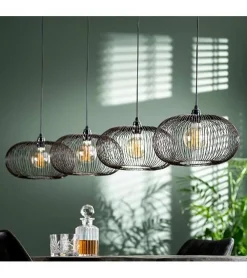 Conli 4-lichts hanglamp zwart / koper