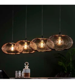 Conli 4-lichts hanglamp zwart / koper