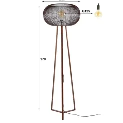 Conli Vloerlamp 3-poots Zwart nikkel