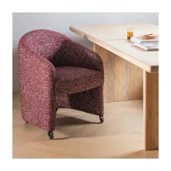 Cordo Eetkamerstoel Met wielen Bordeauxrood