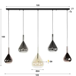 Corrado 5-lichts Hanglamp Meerkleurig