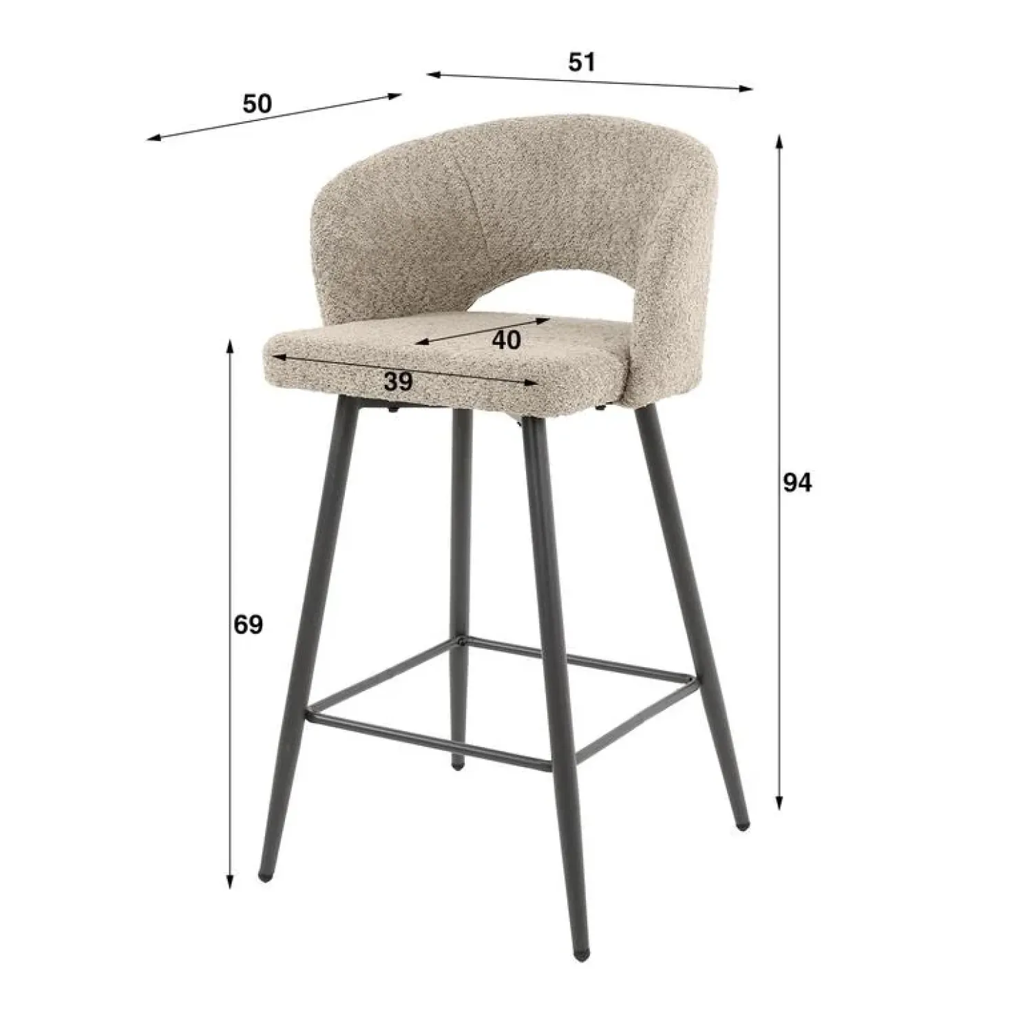 Cozy Barstoel Boucle Zand