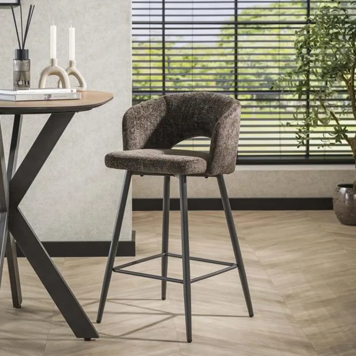 Cozy Barstoel Stof bruin