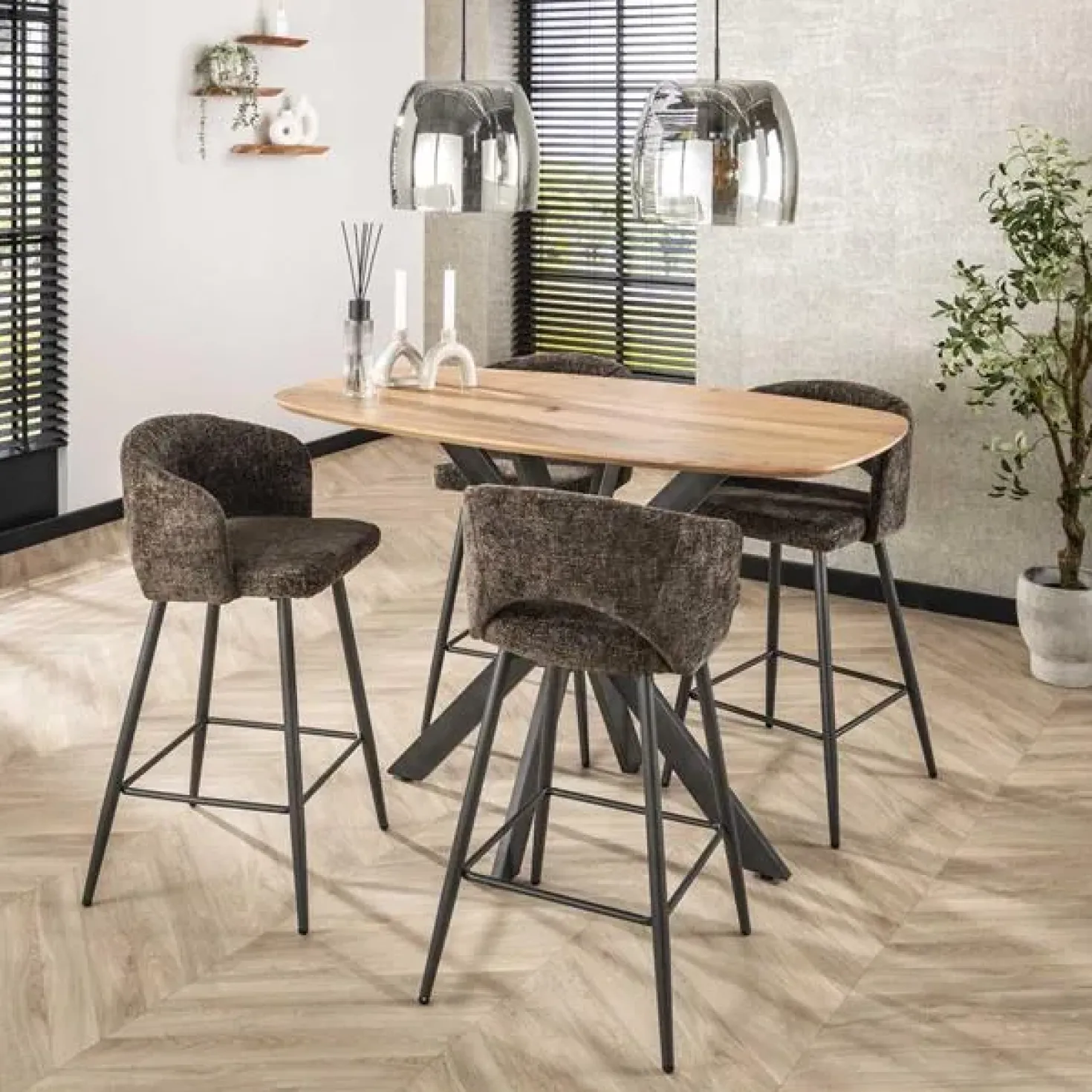 Cozy Barstoel Stof bruin