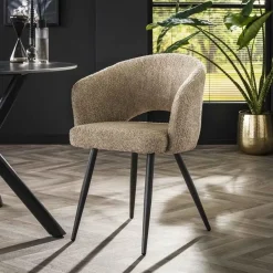 Cozy Eetkamerstoel Boucle zand