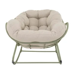 Cozy Schommelstoel aluminium beige