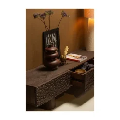 Crumble Carved Tv-meubel mangohout donkerbruin 180cm