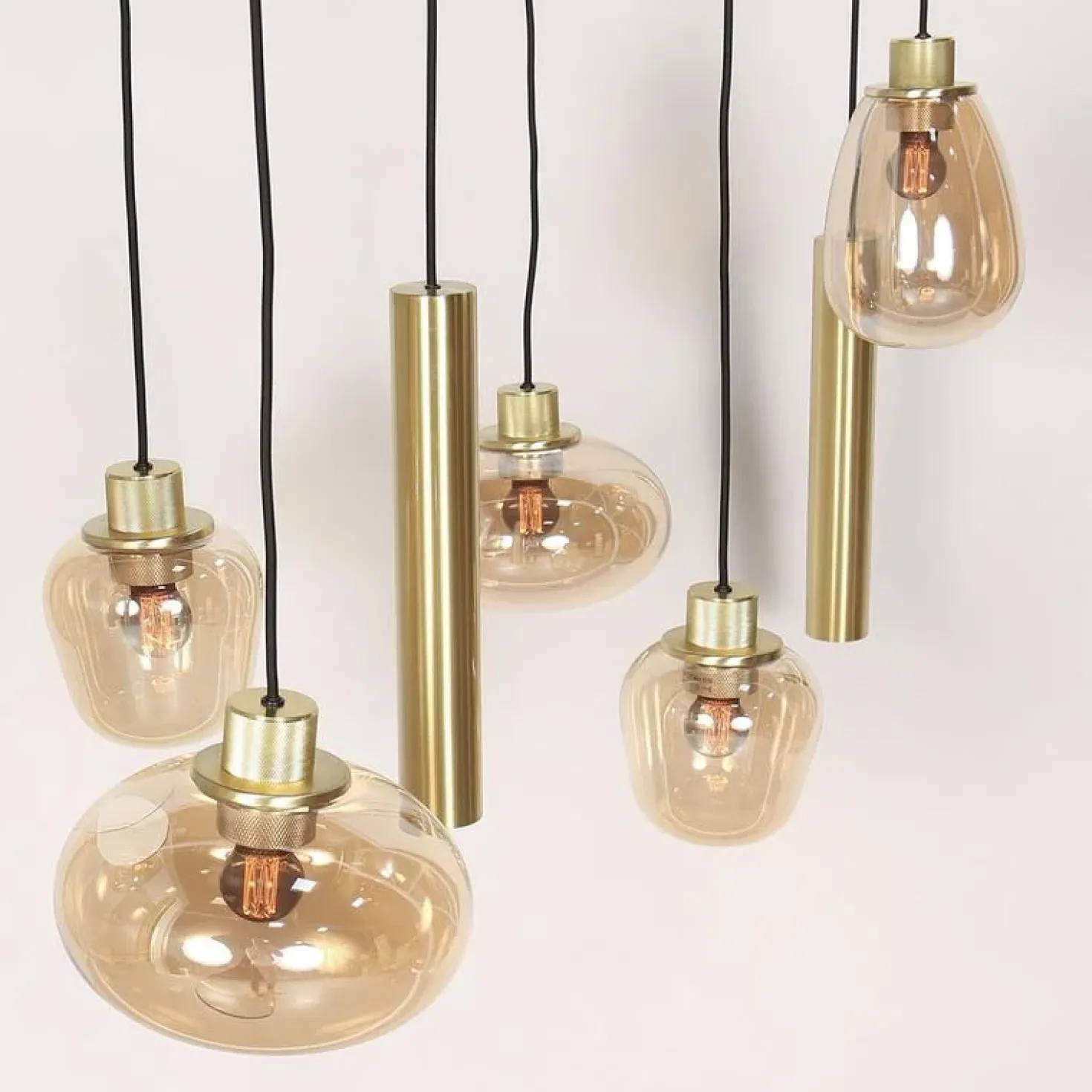 Curtis 6+3 lichts Hanglamp Amber