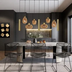Curtis 6+3 lichts Hanglamp Amber