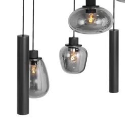 Curtis 6+3 lichts Hanglamp Smoke