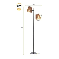 Daan 2-lichts Vloerlamp Bruin