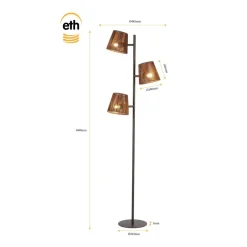 Daan 3-lichts Vloerlamp Bruin
