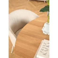 Dalvik Eettafel Rond Naturel met Zand poot 120cm