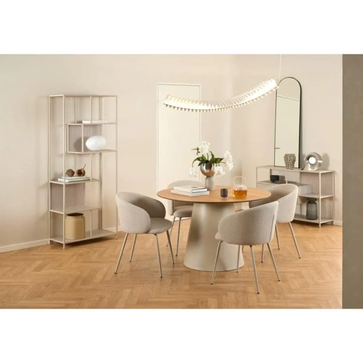 Dalvik Eettafel Rond Naturel met Zand poot 120cm