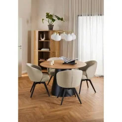 Dalvik Eettafel Rond Naturel met Zwarte poot 120cm