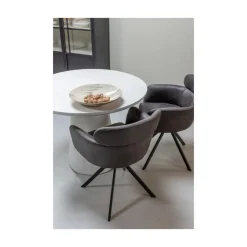 Damon Ronde Eettafel betonlook wit 100cm