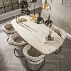 Danique Eettafel deens ovaal Travertine 215cm