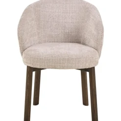 Darlene Eetkamerstoel Beige Bruine houten poten