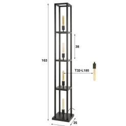 Debby 4-lichts Vloerlamp Artic zwart