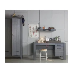 Dennis Bureau grenen grijs steel 141cm