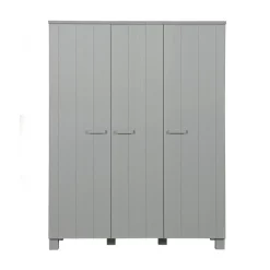 Dennis 3-deurs Kledingkast grenen grijs 158cm