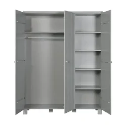 Dennis 3-deurs Kledingkast grenen grijs 158cm
