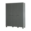 Dennis 3-deurs Kledingkast grenen grijs steel 158cm