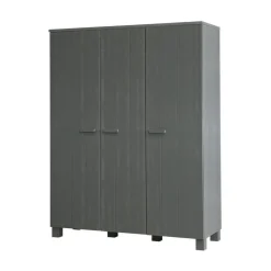 Dennis 3-deurs Kledingkast grenen grijs steel 158cm