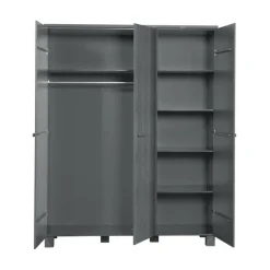Dennis 3-deurs Kledingkast grenen grijs steel 158cm