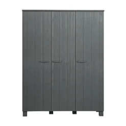 Dennis 3-deurs Kledingkast grenen grijs steel 158cm