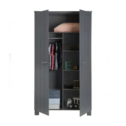 Dennis Kledingkast grenen grijs steel 111cm