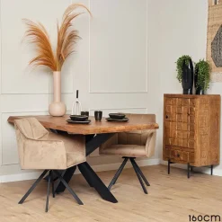 Devi eettafel boomstam mangohout 240cm