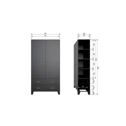 Dian Kledingkast grenen zwart 94cm