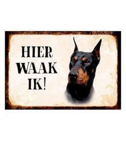 Dobermann, hier waak ik - metalen bord