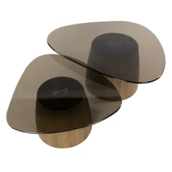 Dominick Salontafel set van 2 driehoekig Brons glas