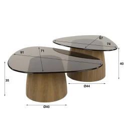Dominick Salontafel set van 2 driehoekig Brons glas