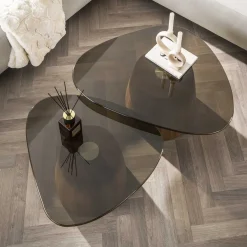 Dominick Salontafel set van 2 driehoekig Brons glas