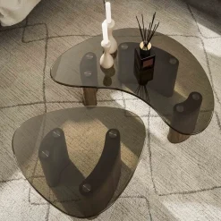 Dominick Salontafel set van 2 organisch Brons glas