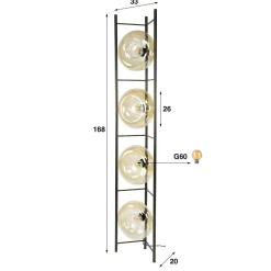 Doris 4-lichts Vloerlamp Amber glas